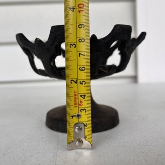 Vintage Black Cast Iron Candle Holder Pedestal Gothic Ornate Filigree Decor - Picture 13 of 15